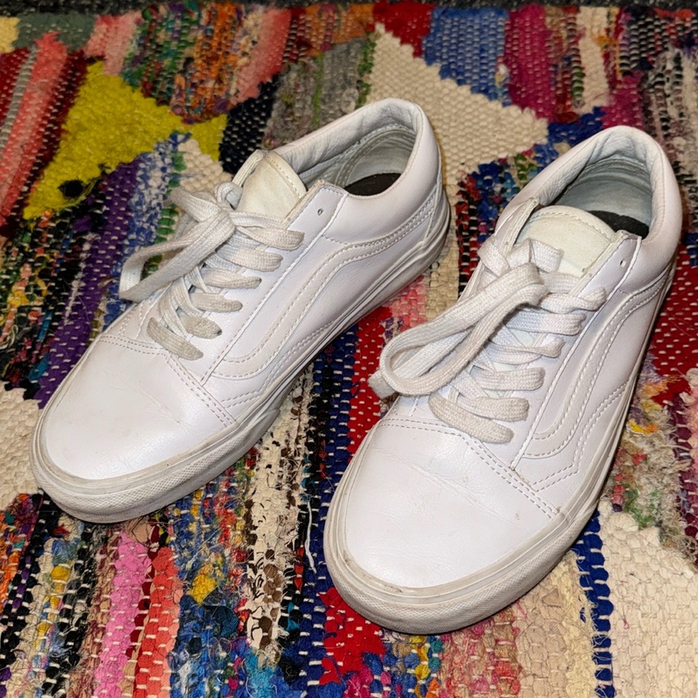 White leather vans size 7